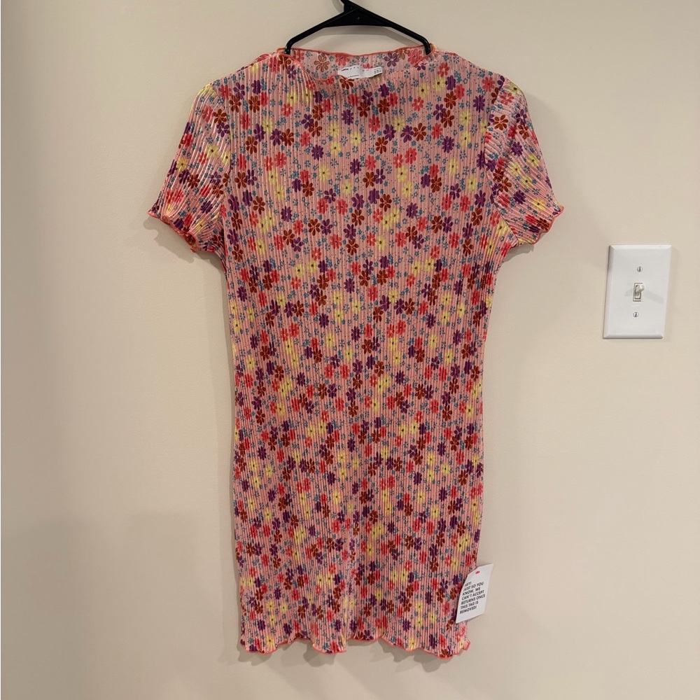 ASOS Petite Pink Floral Ribbed Mini Dress